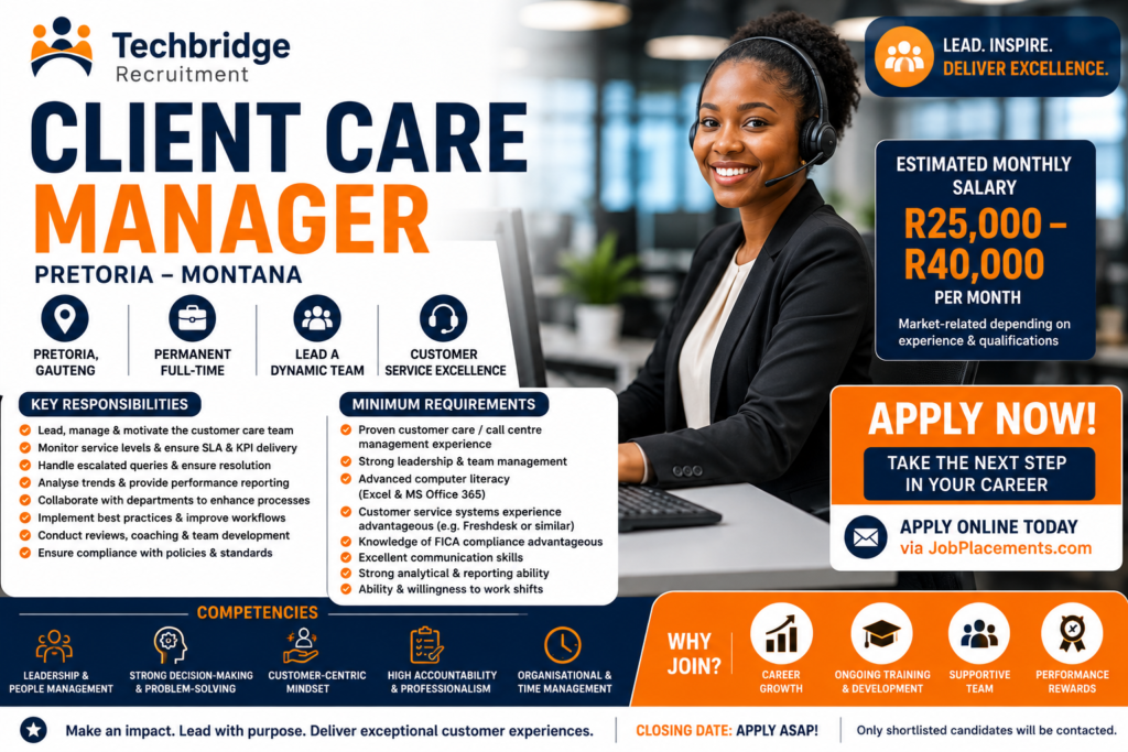 Client Care Manager Job Opportunity 2026