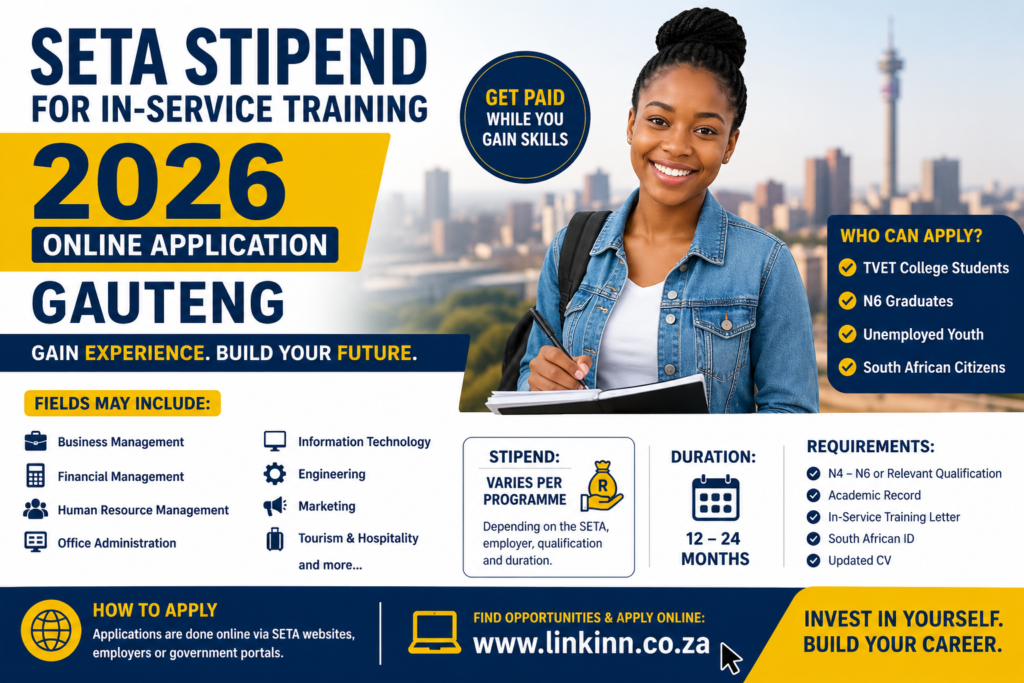 SETA Stipend for In-Service Training 2026 in Gauteng