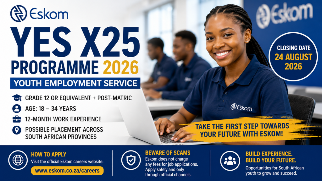 Young South African worker applying for the Eskom YES X25 Programme 2026